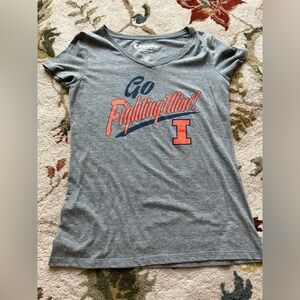 Fighting Illini Illinois Charcoal V-Neck Tee Size Large